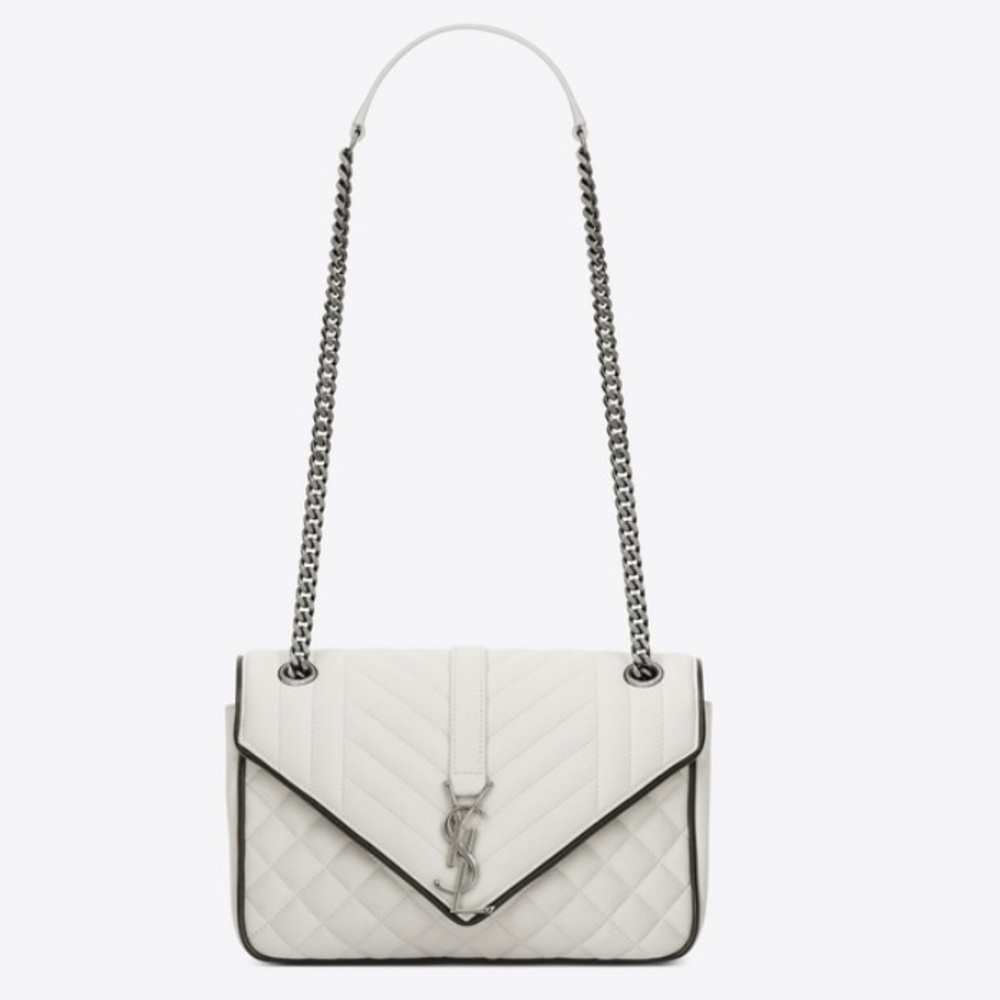 YSL CLASSIC SOFT ENVELOPE IN DOVE WHITE AND BLACK